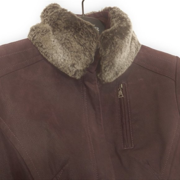 Danier deep purple Genuine Leather winter jacket in size 3XS - Picture 3 of 14